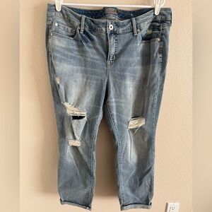 New Torrid Boyfriend Straight Vintage‎ Stretch Distressed Blue Jeans size 18S